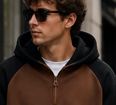 Image of Mens Colorblock Raglan Hooded Sweatshirt|| Hoodie for Men