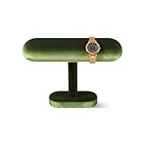 Dansmiy Robuster Samt-Uhrenständer, T-förmiger Schmuckhalter für Armband, Halskette, Schmuckgeschäft, Einzelhandel, Arbeitsplatten-Ausstellungsregal (grün, halbflach)