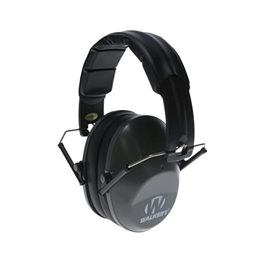 Walker's Unisex Adult's Lightweight Foldable Hearing Protection 22 dB Noise Reduction Pro Low-Profile Folding Passive Earmuffs, Grey