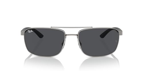 Ray-Ban RB3737 Rectangular Sunglasses, Gunmetal/Dark Grey, 60 mm