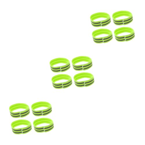 VANZACK 3sets Fluorescent Green Reflective Armlet Luminous Armband for Running Cycling and Night Fitness Activities Elastic Cord Reflective Stripe Material for Safety 4pcs*3
