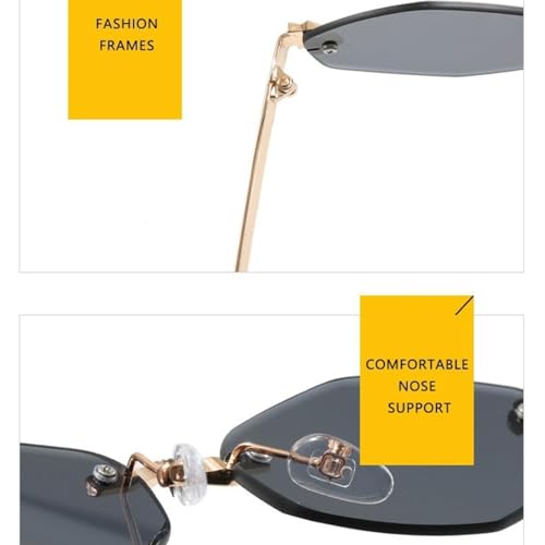 Fashion Rimless Hexagon Sunglasses for Women Luxury Punk Sexy Travel Rhombus3