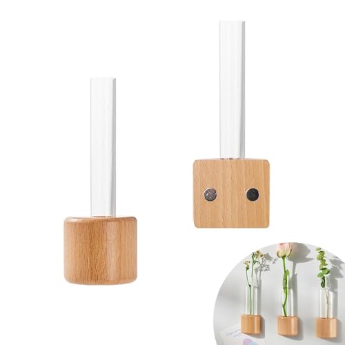 YFaith Jarrón Hidropónico, 2 Piezas 12,5 cm Plástico Jarrón de Tubo, Magnético Jarrones Plantas de Agua, Tubos de Ensayo Magnéticos, Transparente Tubos Ensayo Plastico, para Oficinas Dormitorios
