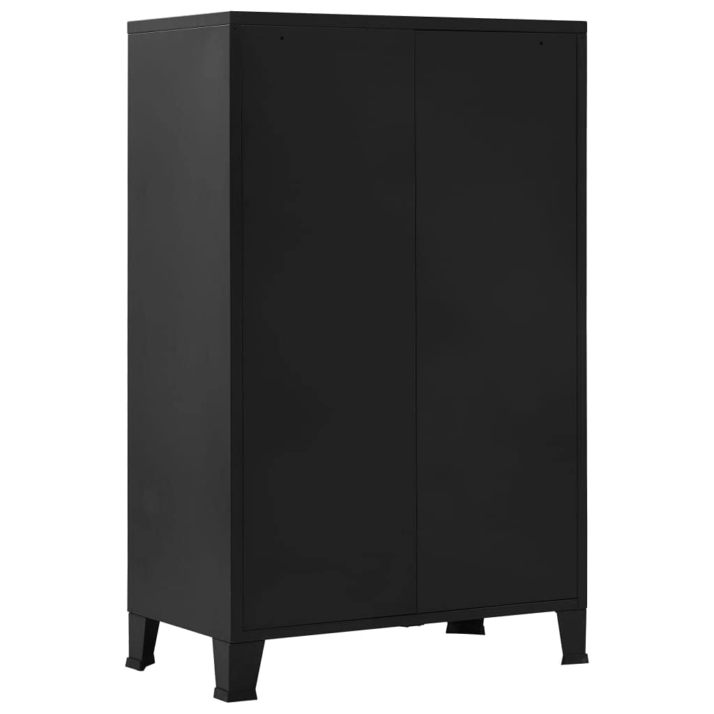 vidaXL Armario Oficina Indutrial Puertas Malla Mueble de Despacho Archivador Cajones Compartimentos Almacenamiento Organizador Acero Negro