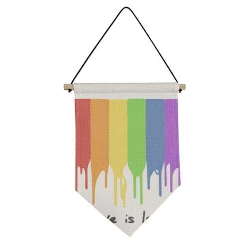 Drapeau en toile arc-en-ciel LGBT Love is Love premium