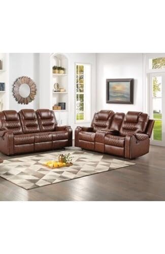 Image of Torque - Mikkel Leatherette Recliner Sofa 3+2 Seater Manual Brown | Adjustable 3 Plus 2 Recliner with Cup Holder Storage for Living Room Bedroom | 1 Year Warranty