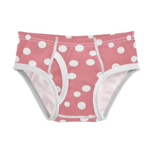 KLL White Polka Dot Red Background Toddler Boy Soft Athletic Underwear Cute Children Panties