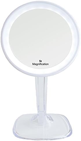 DAPOWA Wireless 24 LED Vanity Mirror - 5X Magnification - Includes Rechargeable Battery and USB Cord