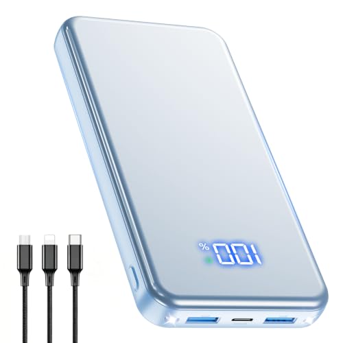 Power Bank, 30% Größere Kapazität 26800mAh Powerbank, mit 3-in-1 Kabel,Blau – Ansicht 1