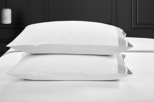 CASA BOLAJ DESIGNED TO DREAM Casabolaj Shading 100% Egyptain Cotton Sateen Sheets Set,Hotel Collection Luxury Modern Style,400 Thread Count(White,Queen)