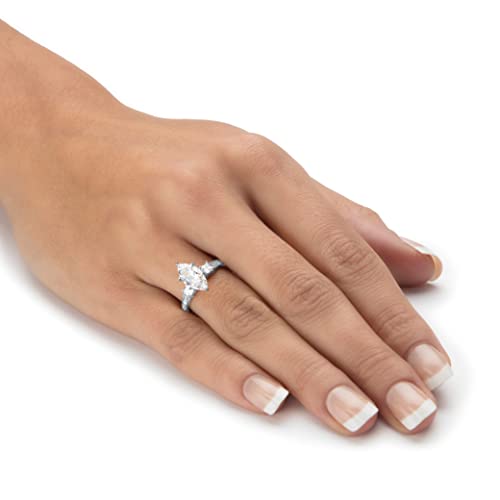 Palm Beach Jewelry 10K White Gold Marquise Cut Cubic Zirconia Engagement Ring3