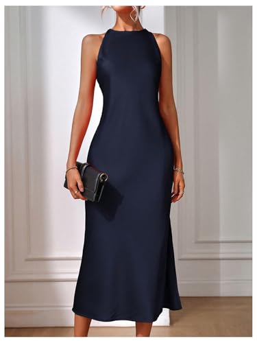 Floerns Women's Elegant Sleeveless Crew Neck Maxi Dress Slit Cocktail Tank Dress2