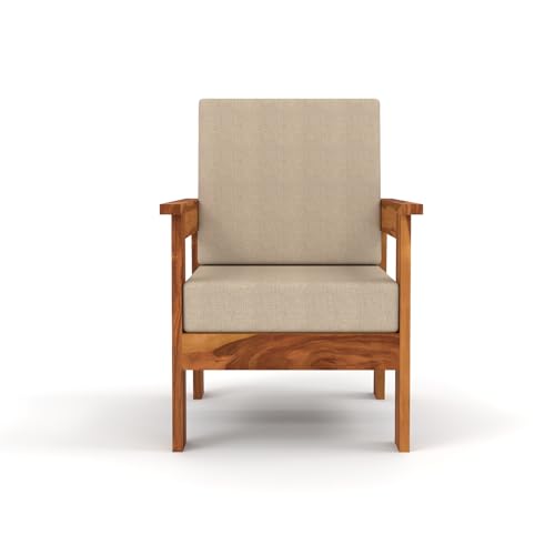 Image of Sheesham Wooden 1 Seater Sofa for Living Room | Solid Wood Sofa | Rosewood Sofa Set for Home & Office | Lounge (Honey, 1 Seater)