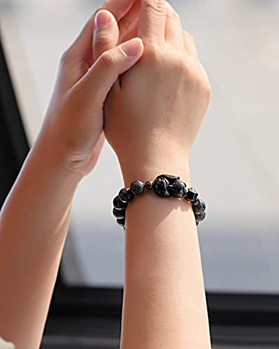 Lava Rock Howlite Obsidian Fox Bracelet for Women Men Lucky Gifts Essential Oil Diffuse Yoga Meditation Elastic Friendship Bracelets4