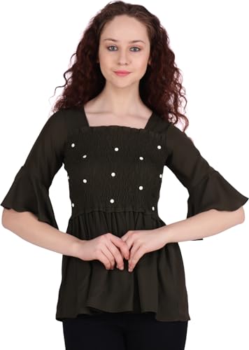 Image of POPWINGS Printed Chiffon Peplum Tops for Women
