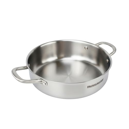 Fackelmann Vita3 Guisera Inoxidable 28 cm, Acero Inoxidable Triply con Triple Fondo Difusor, Sin Antiadherente, Sin PFA, Apta para Inducción, Gas, Vitro y Horno, Sellado Perfecto, Lavavajillas