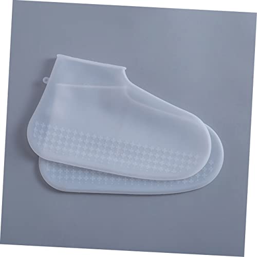 Cubrecalzados reutilizables para lluvia, antideslizantes, de silicona, color blanco, talla grande miniatura 2
