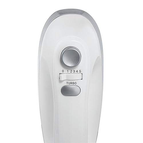Foto von WMF Kult S Handrührer, Handrührgerät, Quirl mit 5 Geschwindigkeitsstufen, Turbofunktion, Handmixer 300 W, Cromargan matt, weiß