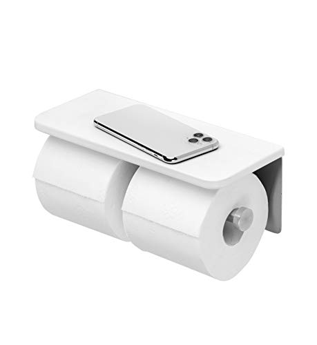 Preisvergleich Produktbild JackCubeDesign Jack Cube Design Toilettenpapierhalter Bad Küche Rollenhalter, Regal Dual Holder für Handy, Taschentuchhalter Wand Edelstahl MK428 (Glas-Typ2) weiß