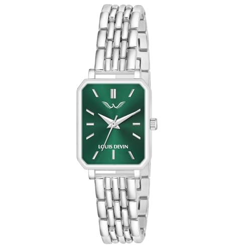 Image of LOUIS DEVIN Silver /Brown /Rose Gold Bracelet Metal Chain Analog Wrist Watch for Women (Blue /Green /Pink /Black /Silver /Brown /Rose Gold Dial) | LD-LS193-CH