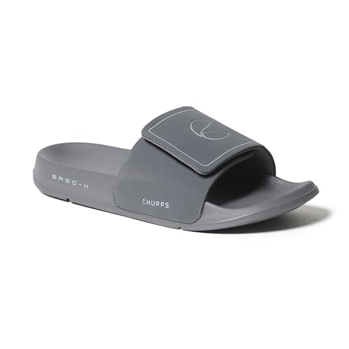 Image of CHUPPS Urban Edge Dark Grey Drift Orthopedic Slippers | Soft Footpharma Footbed | Breathable Ventilation Holes | Lightweight Flip Flops | Anti-Skid Chappals for Everyday For Mens