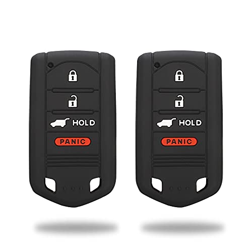 TOMALL 2Pcs Black Silicone Key Fob Cover 4 Buttons Keyless Jacket Full Protector Remote Skin Cover Case for Acura MDX TL TLX ZDX RDX TSX RL ZD IL (Not fit Engine Hold FOB)
