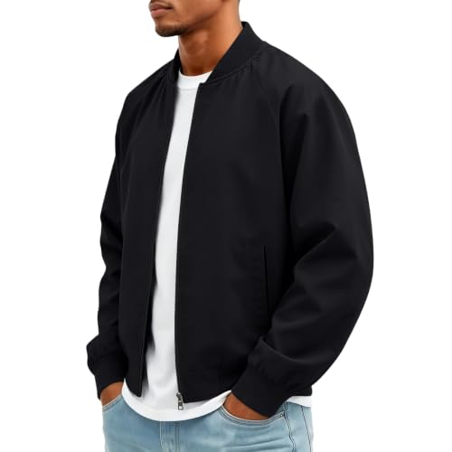 Men Bomber Jacket Casual Lightweight Zip Up Varsity Jacket - image 5