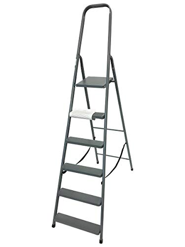 VaGo - Escalera plegable (6 peldaños, acero inoxidable)