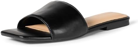 Amazon Essentials Damen Slide-Sandalen, Schwarzes Kunstleder, 41 EU