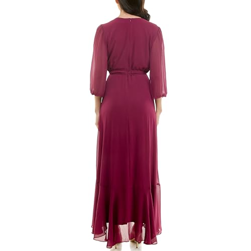 Image of Maison Tara Women's V-Neck Ruffle Faux Wrap Maxi Dress