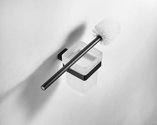 Juego de escobilla de inodoro y soporte para montaje en pared, limpiador higiénico de baño cromado, kit de limpieza de inodoro elegante que ahorra espacio para un uso sin esfuerzo e higiene superior
