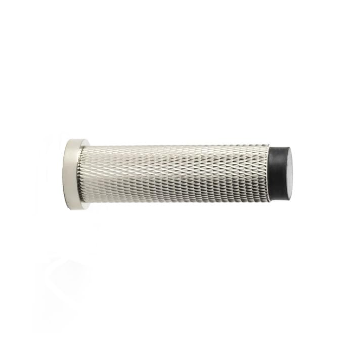 Alexander & Wilks Brunel KNURLED Door Stop, Skirting Wall Mounted, 75mm Projection (Polished Nickel PVD)