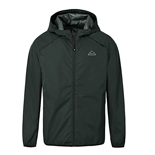 donhobo Herren Outdoor Regenjacke Einpackbar Wasserdicht Wetterschutz Jacke mit Kapuze Regenmantel...