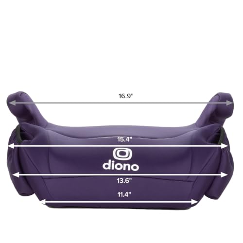Image of Diono Solana, No Latch, Single Backless Booster Car Seat, Lightweight, Machine Washable Covers, Cup Holders, Purple Wildberry