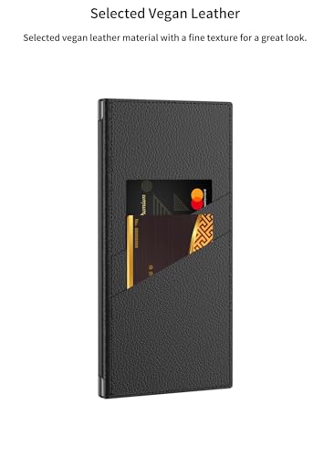 Image of Midkart Leather Flip Case Compatible with Samsung Galaxy S23 Ultra with Ring Holder Kickstand Card Holder Inner Hard PC Full Body and Camera Protection Case, Black