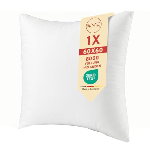 EVE Textile® Kissen 60x60 cm Kopfkissen Öko-Tex 100 Füllkissen...