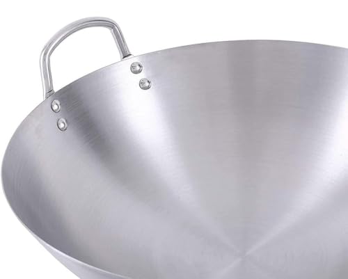 Wok de acero inoxidable tradicional, fondo plano, 47 cm miniatura 4