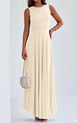 Image of PRETTYGARDEN Womens Summer Dresses 2026 Casual Sleeveless Crewneck Aline Maxi Dress Stretch Tank Flowy Long Dresses