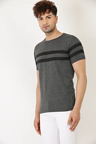 Image of LEOTUDE - Men's Cottonblen Half Sleeve Round Neck Regular Fit Tshirt (Color Maroon)