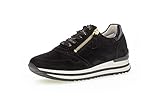 Gabor Damen Low-Top Sneaker, Frauen Halbschuhe,Wechselfußbett,Komfortable Mehrweite (H),Turnschuhe,Laufschuhe,schwarz (Gold),42.5 EU / 8.5 UK