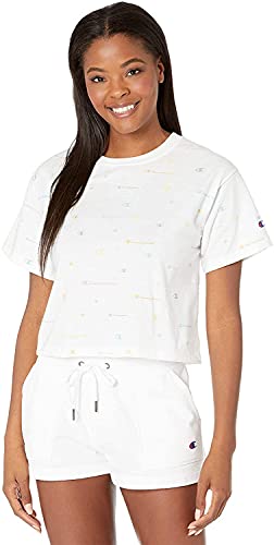 T-shirt court Champion femme blanc imprimé haut streetwear taille XL