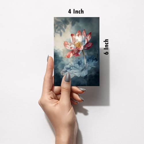 Image of SiddArtify Lotus Flower Wall Art Prints Set - Botanical Poster Decor for Living Room Bedroom Office - Set of 2-4x6 Inch - Board (Pack of 6) - Sticker (Pack of 6)