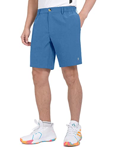 Little Donkey Andy Men's Bermuda 9 Inch Lightweight Quick Dry Stretch Shorts Golf Hiking Travel Light Blue Heather L #TOP1