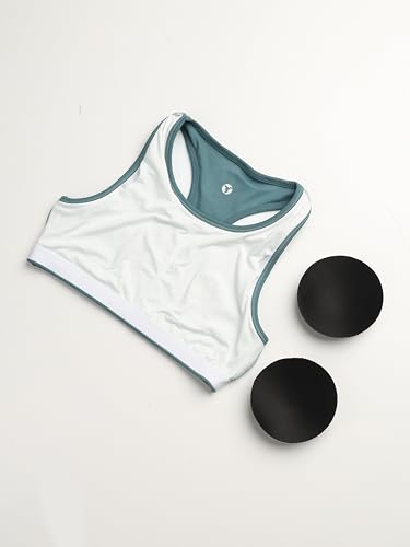 Image of TECHNOSPORT Women's Solid Slim Fit Scoop Neck Sports Bra ELASTOPLUS 4-Way Stretch Sleeveless Polyester Quick Dry UPF50+ for Gym Yoga Running