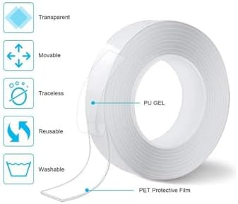 30mm, 3 Metre, Çift Taraflı, Nano Teknoloji, Süper Yapıştırıcı, çift taraflı Şeffaf Bant, 1MM*3CM*3M - Görsel 2
