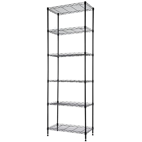 Regiller 6 Wire Shelving Steel Storage Rack Adjustable Unit Shelves For Laundry Bathroom Kitchen Pantry Closet (Black, 21.4L X 11.7W X 63H) #TOP27