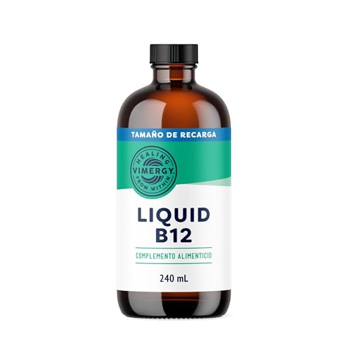 Vimergy Liquid B12 – 240 ml – Vitamina B12 Líquida – Ayuda al Sistema Nervioso – Vitamina B12 Vegana Sabor Dulce Natural – Sin Azúcar Refinado ni Gluten – Sin OMG – Apta para Keto y Paleo