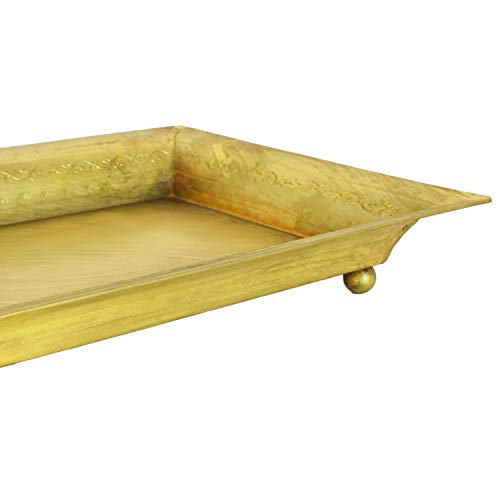 Orientalisches eckiges Tablett Schale aus Metall Genna 24cm groß Gold | Orient Dekoschale mit hoher Rand… – Bild 5