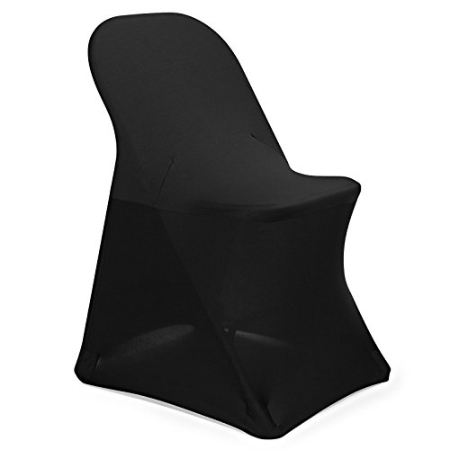 Lann's Linens 10 pcs Black Spandex Folding Chair Cover for Wedding, Party and Banquet
