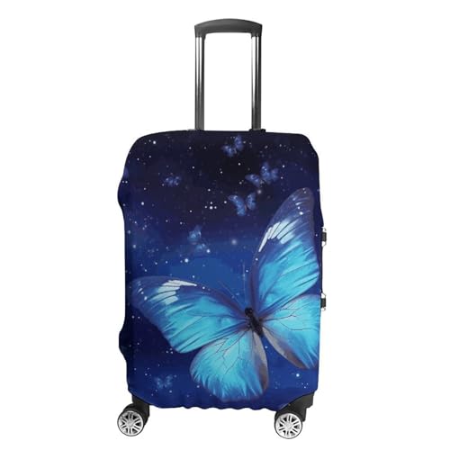 Luggage Covers for Suitcase Travel Luggage Cover Suitcase Protector Blue Starry Butterfly Elastic Suitcase Cover Washable Baggage Covers Fit 19-32 Inch Luggage L
